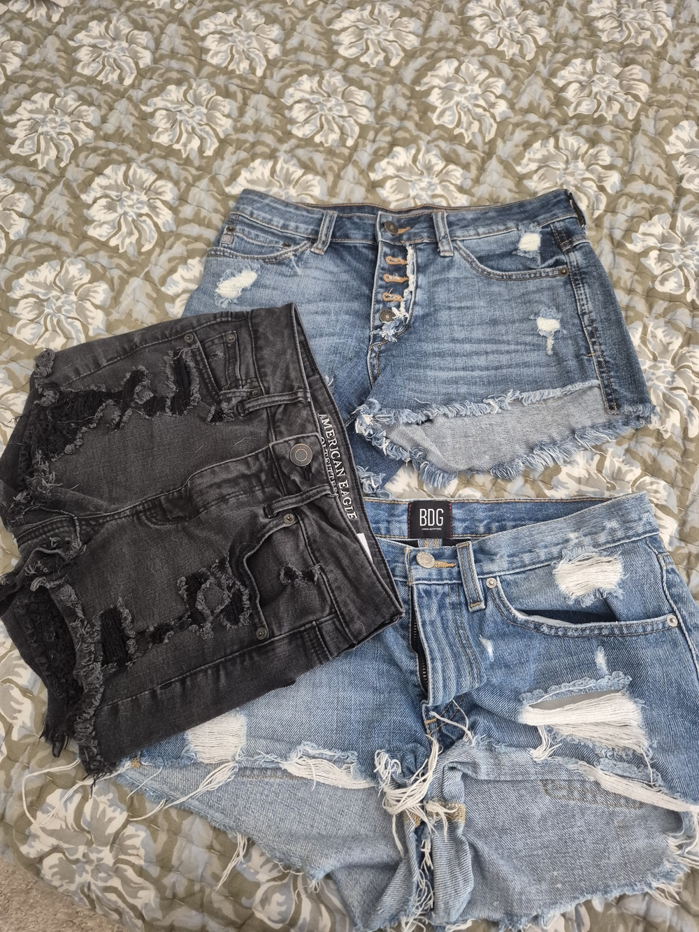 BDG & American Eagle Distressed Denim Shorts Trio - Blue & Black